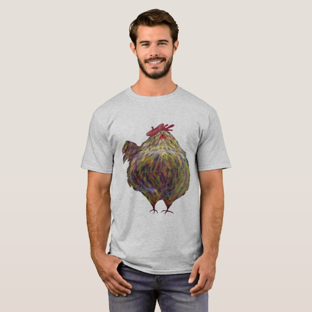 Camiseta francesa del pollo de los hombres (Anverso completo)