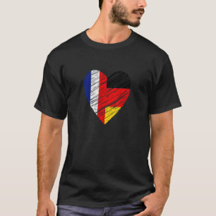 Camiseta Francia Alemania Corazón Bandera alemana Bandera f