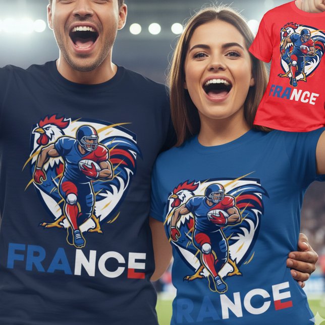 Camiseta Francia Equipo Nacional de Fútbol Americano Dinámi (Use Personalized to change color/font.
Choose a color that matches the background color of shirt)