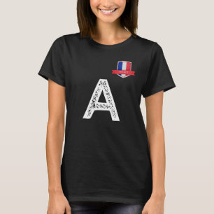 Camiseta Francia: Letra francesa de bandera humana a azul