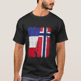 Camiseta Francia Noruega Medio Bandera Antoño Francés Norue