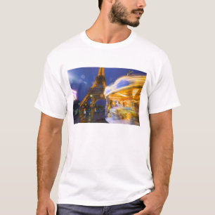 Camiseta Francia, París. Torre Eiffel en antiniebla ilumin