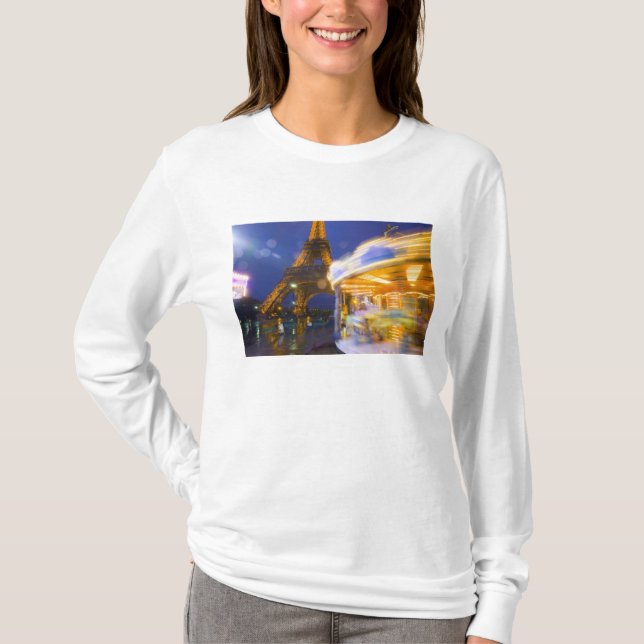 Camiseta Francia, París. Torre Eiffel en antiniebla ilumina (Anverso)