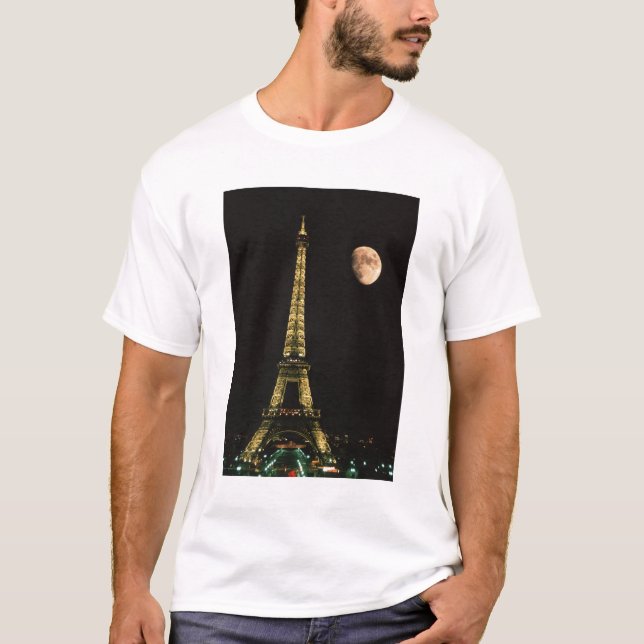 Camiseta Francia, París. Torre Eiffel por la noche con (Anverso)
