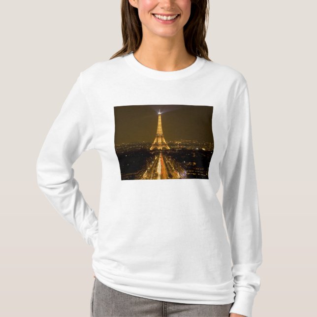 Camiseta Francia, París. Vista nocturna de la Torre Eiffel (Anverso)