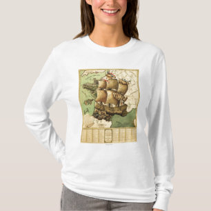 Camiseta Francia representó como mapa de ShipPanoramic