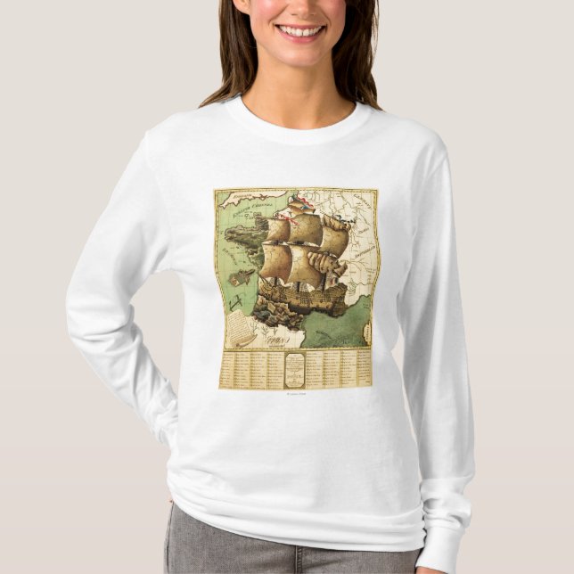 Camiseta Francia representó como mapa de ShipPanoramic (Anverso)