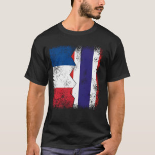 Camiseta Francia Tailandia Banderas Mitad Raíces Tailandes