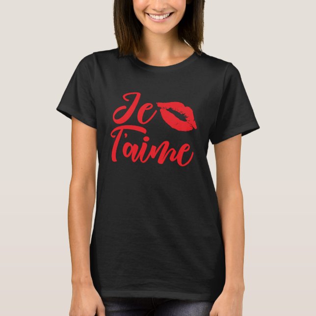 Camiseta Francia Te amo, beso labios (Anverso)