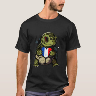 Camiseta Francia Tortuga Linda Corazón Francés Bandera Fran