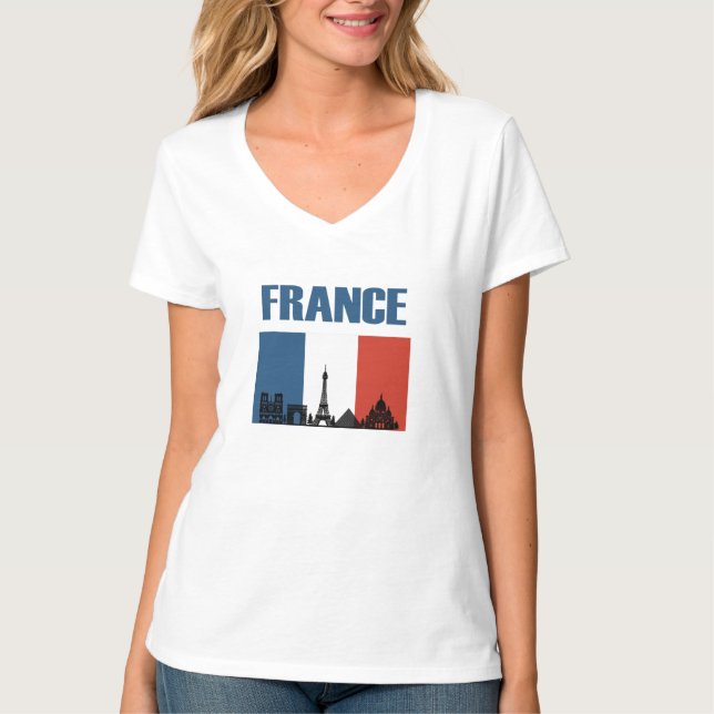 Camiseta Francia Viaje - Bandera Francesa de la Línea Aérea (Anverso)