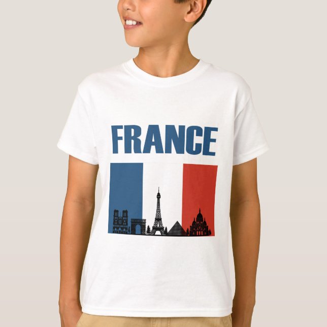 Camiseta Francia Viaje - Bandera Francesa de la Línea Aérea (Anverso)