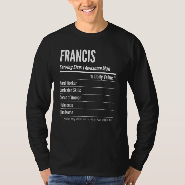 Camiseta Francis Sering Size Nutrition Label Calories (Anverso)