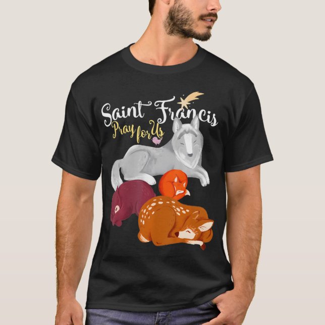 Camiseta Francisco de Asís, patrona del lobo de animales (Anverso)