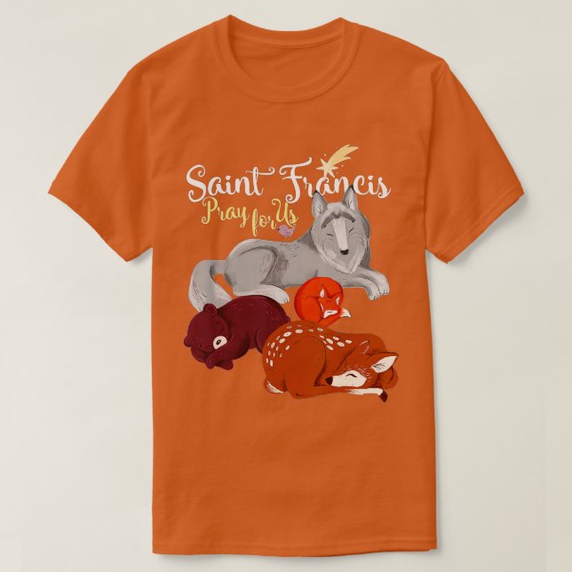 Camiseta Francisco de Asís, patrono de los animales Wolf An (Diseño del anverso)