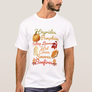 Camiseta Franelas Calabazas Fogatas Día de Acción de Gracia