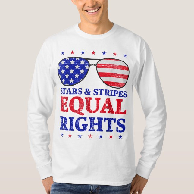 Camiseta franjas estelares y derechos iguales Bandera estad (Anverso)