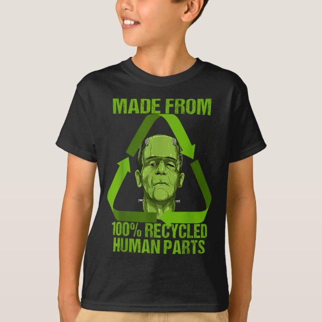 Camiseta Frankenstein Made From 100% Recycled Human Parts H (Anverso)