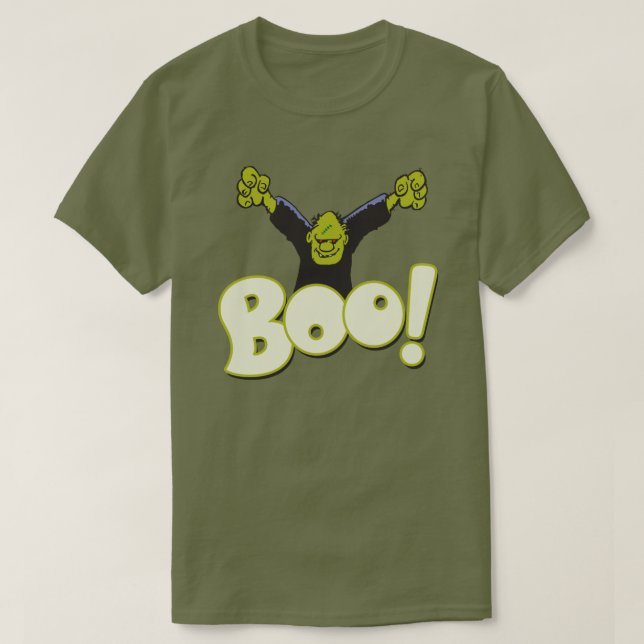 Camiseta Frankenstein Monster Halloween BOO Tipo Verde (Diseño del anverso)