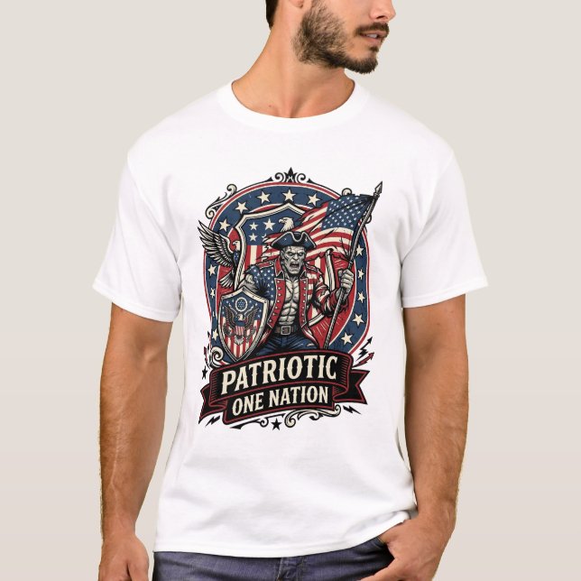 Camiseta Frankenstein Patriótico Brutal Horror Monstruo Lib (Anverso)