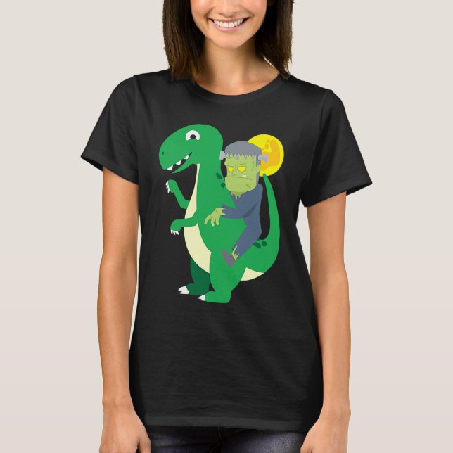 Camiseta Frankenstein Riding Rex Cool Dinosaur Halloween Co (Anverso)