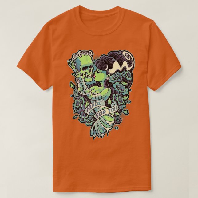 Camiseta Frankenstein Y Novia Hecho Para Ti (Diseño del anverso)