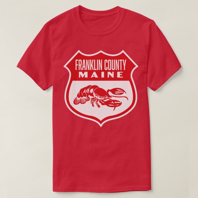 Camiseta Franklin County Maine Retro Shield Red (Diseño del anverso)