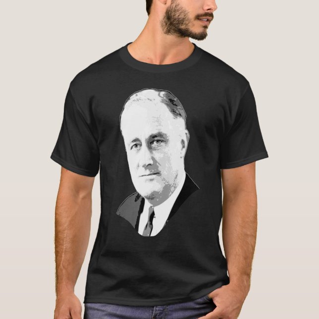 Camiseta Franklin D Roosevelt Grayscale Pop Art (Anverso)
