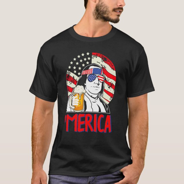 Camiseta Franklin Merica  4th of July Merica Men Boys Ameri (Anverso)