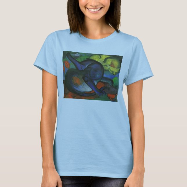 Camiseta Franz Marc - dos gatos azules y amarillea el (Anverso)