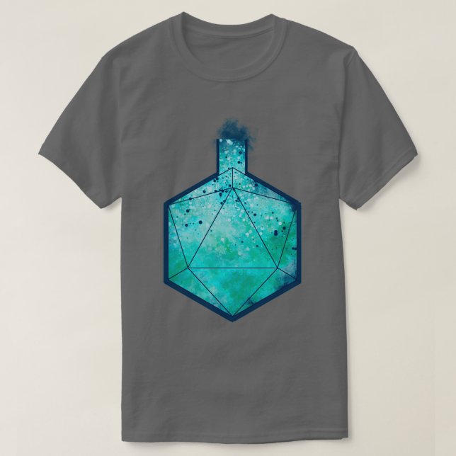 Camiseta Frasco de alquimia D20 Azul (Diseño del anverso)