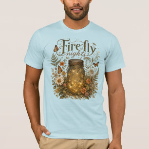 Camiseta Frasco de Mason Antiguo con Luciérnagas Brillantes