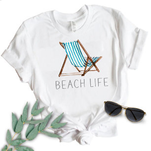 Camiseta Frase de vida en la playa Silla de playa veraniega
