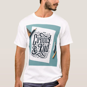 Camiseta Frase decorativa a mano: "Mantén la curiosidad y K