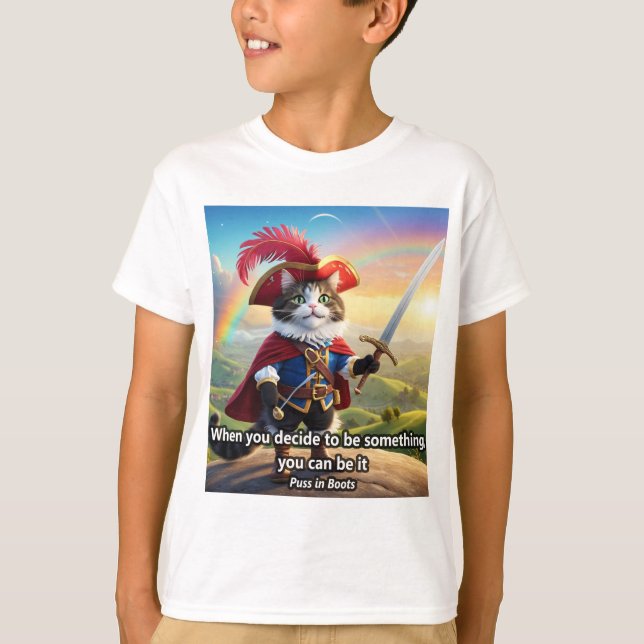 Camiseta Frase Infantil de El Gato con Botas  (Anverso)