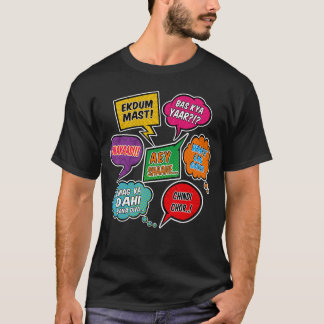 Camiseta Frases de jerga hindi diálogo de habla arte pop có