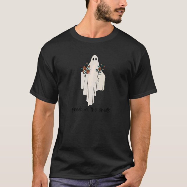 Camiseta FREAK IN THE SHEETS Melancholy Ghost con flores (Anverso)