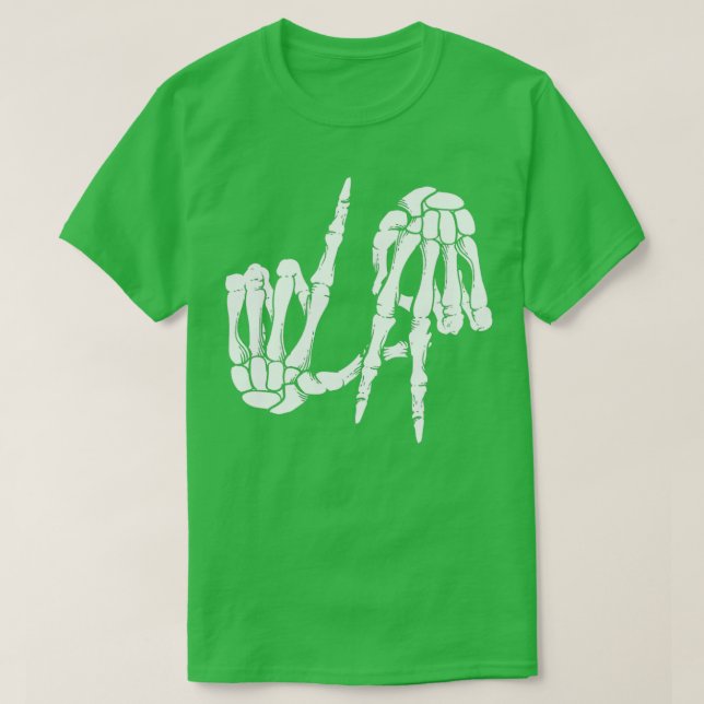 Camiseta Freaky Los Angeles Rótulo Hand Skeleton La TShirt  (Diseño del anverso)