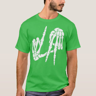 Camiseta Freaky Los Angeles Rótulo Hand Skeleton La TShirt 