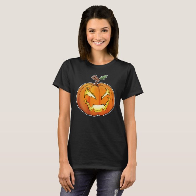 Camiseta Freaky Personalizado Jack-O-Lantern (negro) (Anverso completo)