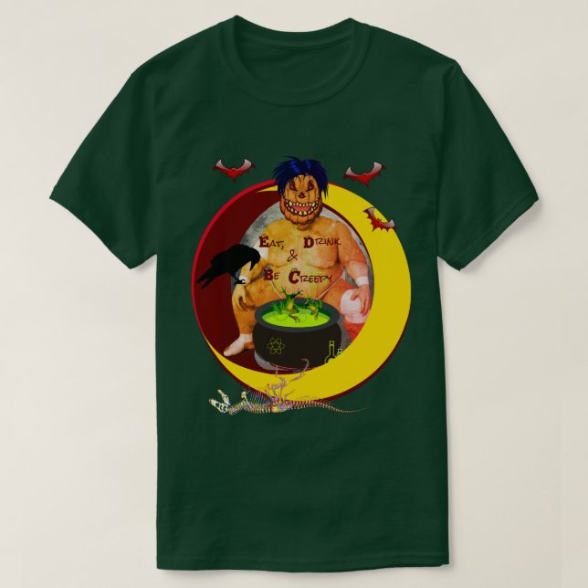Camiseta Freaky Pumpkin Man Halloween Green Uni-sex T-Shirt (Diseño del anverso)