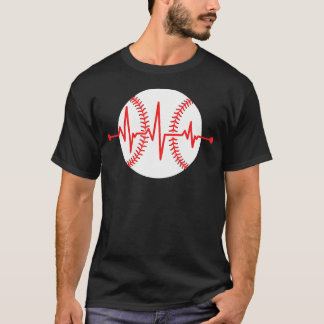 Camiseta Frecuencia de latido del corazón rojo de béisbol j