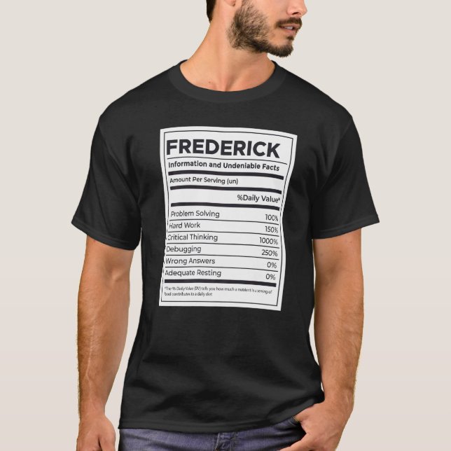Camiseta Frederick Nutrition Information Problement Resolvi (Anverso)