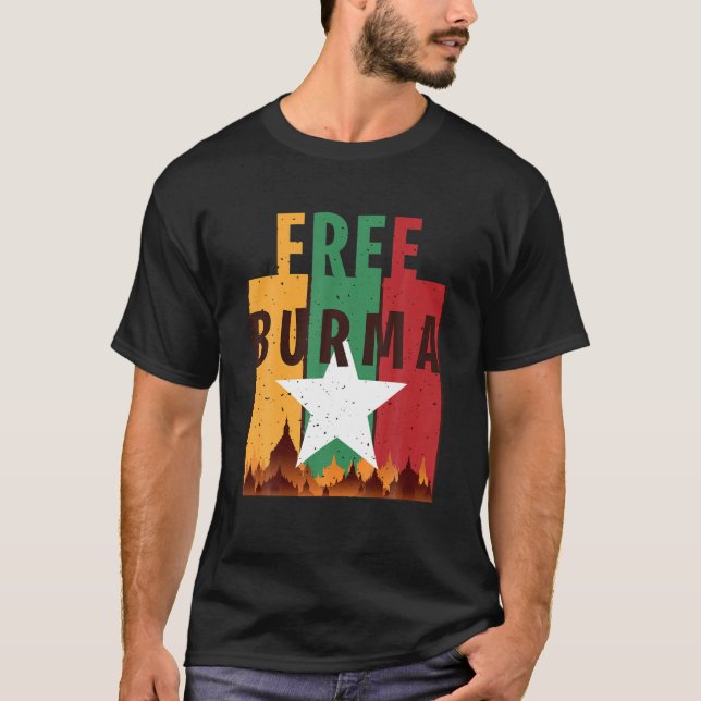 Camiseta Free Burma Freedom For Myanmar And Burmese People (Anverso)