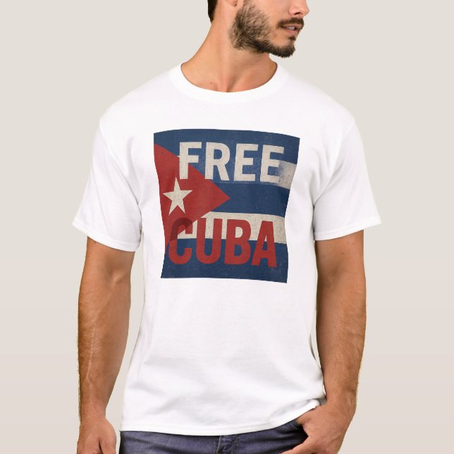 Camiseta Free Cuba Distressed Flag Activist T-Shirt (Anverso)