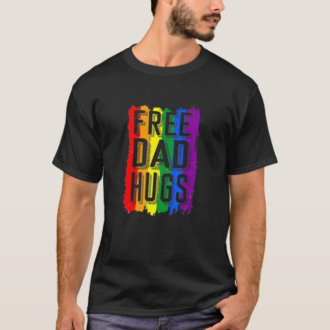 Camiseta Free Dad Hugs Lgbt Pride (Anverso)