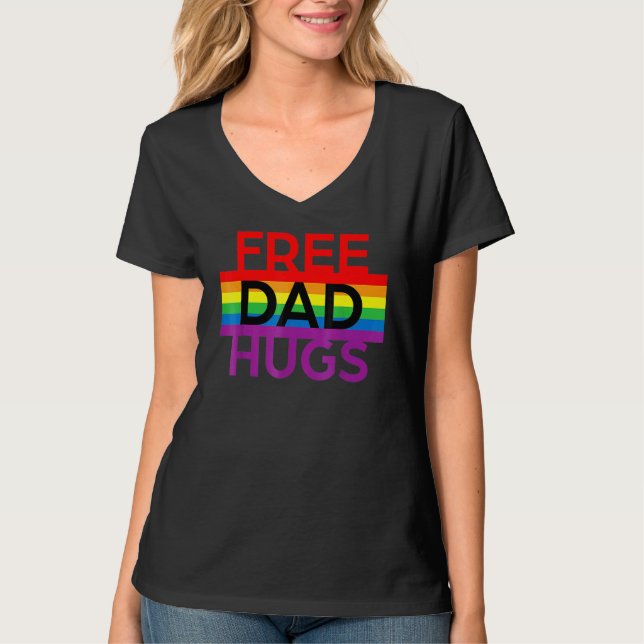 Camiseta Free Dad Hugs Lgbt Pride Social Movement (Anverso)