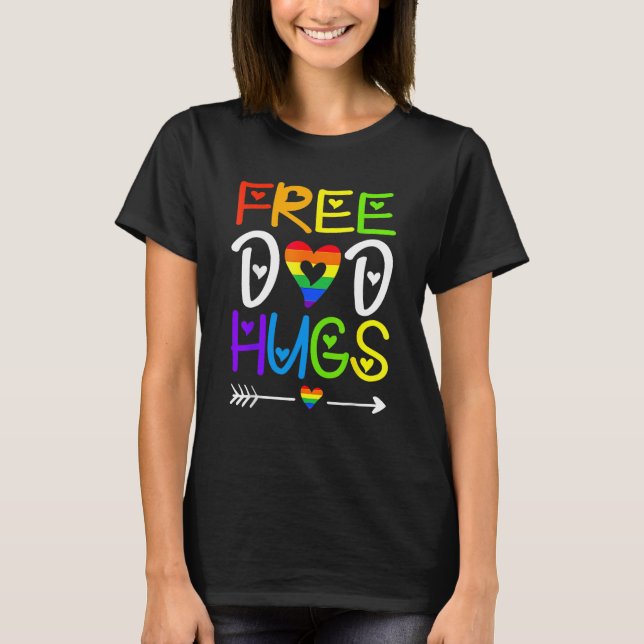 Camiseta Free Dad Hugs Pride Heart Rainbow LGBT Gay Pride D (Anverso)