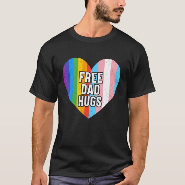 Camiseta Free Dad Hugs Rainbow Heart Lgbt Pride Month (Anverso)