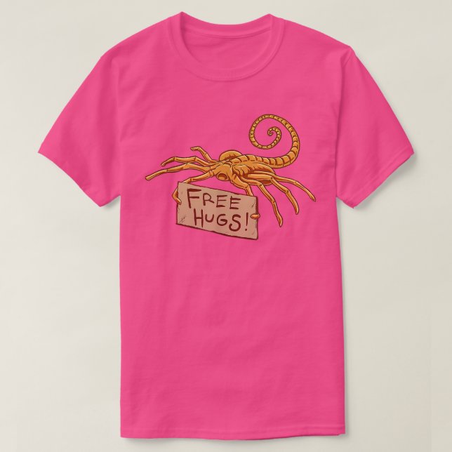 Camiseta Free Hugs Funny Facehugger Aliens  (Diseño del anverso)